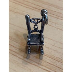 .925 Vintage Ornate Rocking Chair Sterling Silver Jewelry Charm
